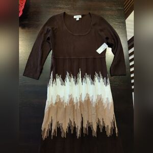 NWT Dressbarn Brown Ribbed Knit Dress - Size S